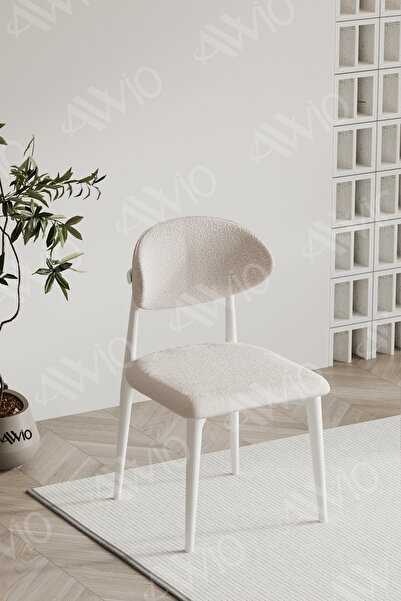 AVVİO Silva PoloSandalye Beyaz Mutfak Salon Yemek Odası Sandalyesi Metal Ayak