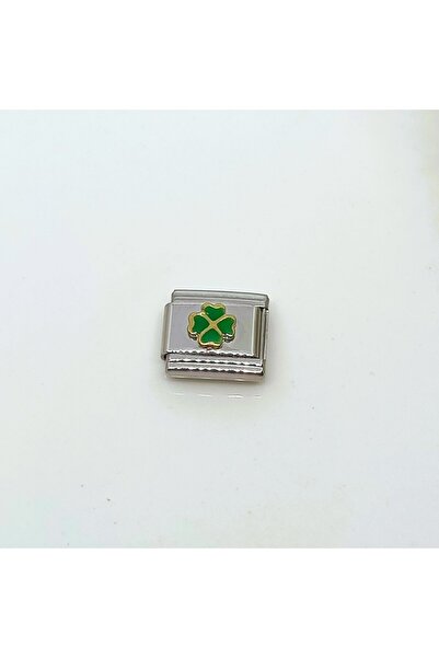 POKAK Kadın Dört Yapraklı Yonca İtalyan Charm Paslanmaz Çelik Eki 1 Adet 9mm