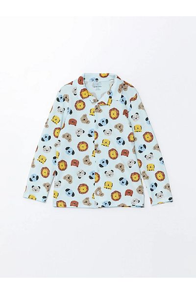 LC Waikiki Set de pijamale pentru bebeluși, cu mânecă lungă, cu gât polo albastru LCW