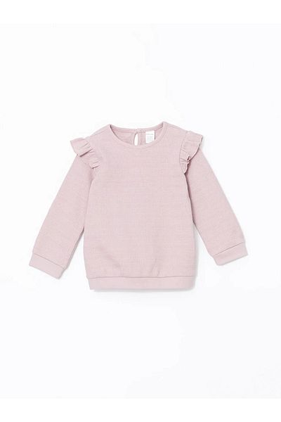 LC Waikiki Lcw Baby Pink Crew Neck Printed Long Sleeve Girls Pajamas Set