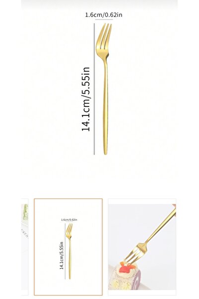 LeesHome 12Pcs Gold Stainless Steel Dessert Spoons and Fork