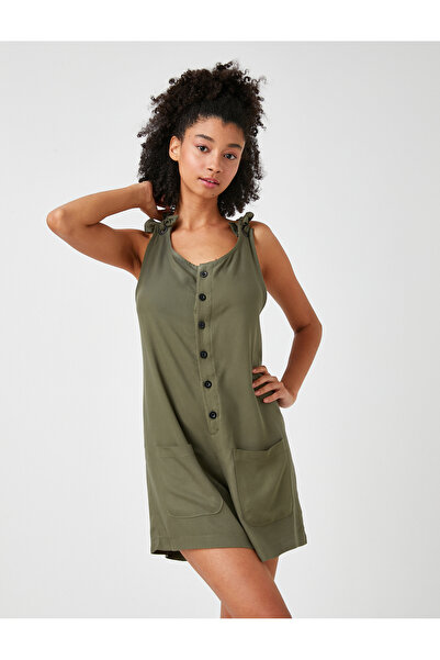 Koton Shorts Jumpsuit Buttoned Front Pocket Detailed Strap