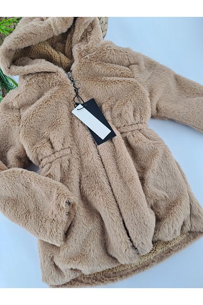 Butik Кожено палто за момиче с полар отвътре, първокласно качество