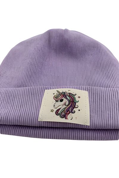 anna sofie 1-5 Years Unisex Lilac Unicorn Ribbed 100% Cotton Camisole Beret