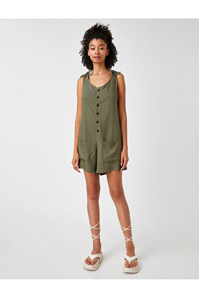 Koton Shorts Jumpsuit Buttoned Front Pocket Detailed Strap