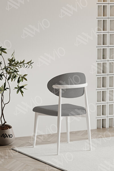 AVVİO Silva PoloSandalye Beyaz Mutfak Salon Yemek Odası Sandalyesi Metal Ayak