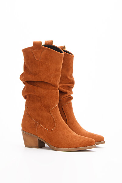 ÜNAL ÖZER Kadın Taba Süet Körüklü Western Bot Un001-0170