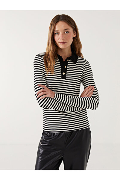 LC Waikiki Lcwk Polo Yaka Çizgili Kadın Body