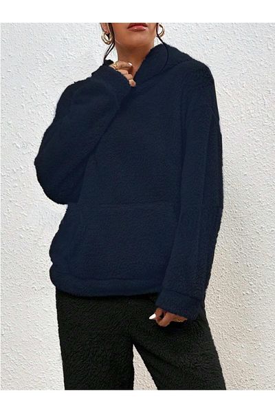 Actiwear Women's Plush Kangaroo Sweatshirt - Pocket, Lace-Up Hood