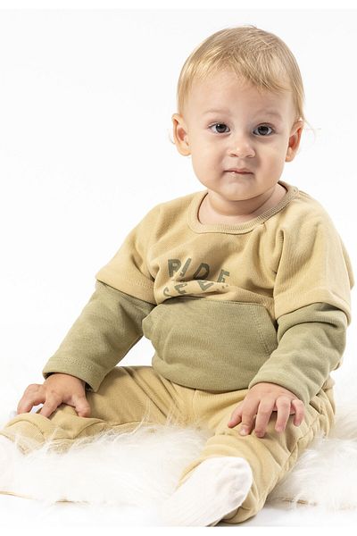 bombe Baby Girl Boy Bottom Top Double Set Khaki