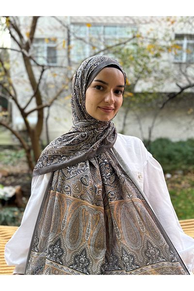 shalby Anthracite Dalia Patterned Cotton Shawl