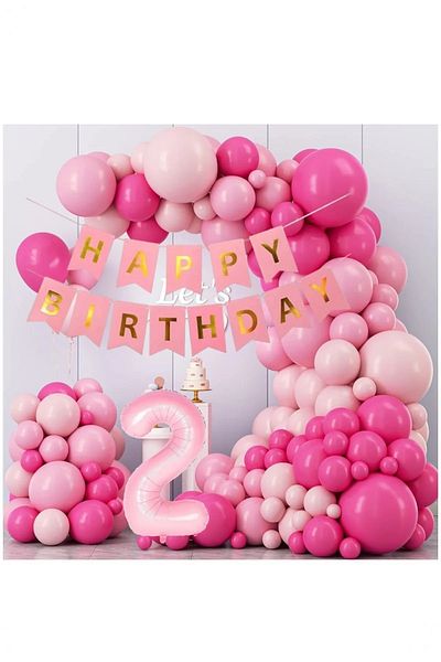 Ezgi Party Store Luxury Pink Fuchsia Birthday Concept Party Set Balloon Set
