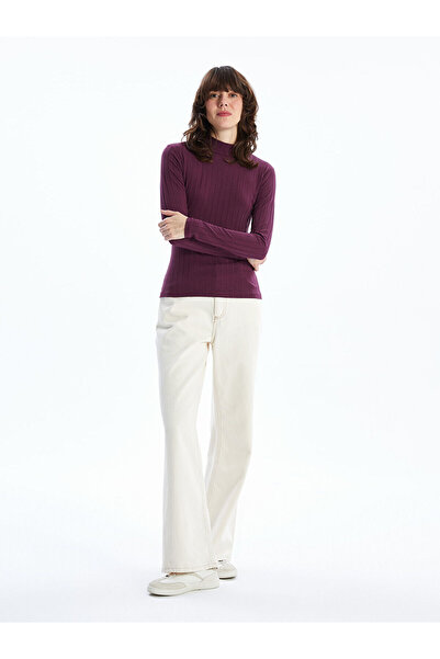 LC Waikiki Γυναικείο μακρυμάνικο μονόχρωμο γιακά LCWAIKIKI Basic