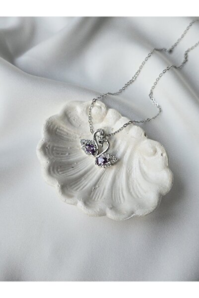 ULYOS PONIS Aşk Çift Kuğu Sevgili Zirkon Taşlı İnce Zincirli Vip Kadın Stainl...