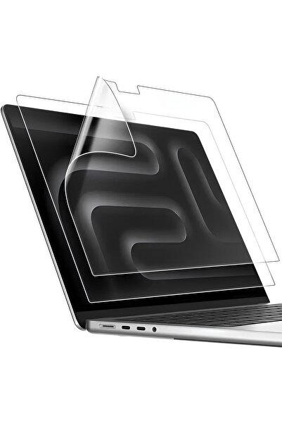 Nezih Case Macbook Pro 14 Inç M4 A3401 A3112 A3185 Uyumlu Şeffaf Esnek 2 Adet Nano Ekran Koruyucu