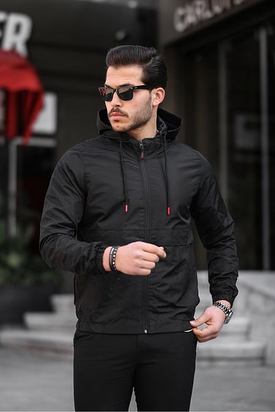 PRİFALDİ Prifaldi Ανδρικό Μαύρο Slim Fit Αδιάβροχο και αντιανεμικό εποχιακό μπουφάν