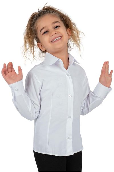 Mnk Baby&Kids Cămașă pentru fetiță de culoare uni MNK0576 ALB