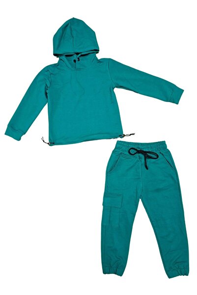 Mnk Baby&Kids Girl's Green Casual Tracksuit Set - Hooded and Rubber Waist Det...