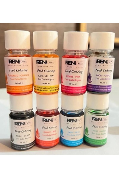 Renas likit sıvı gıda boyası 8li set 10 ml
