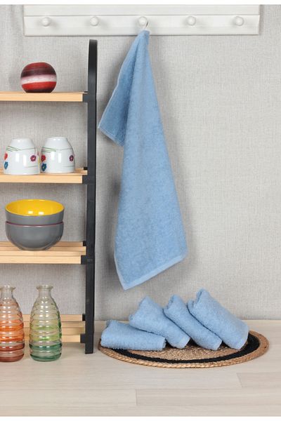 DC Teks Prosop de bucătărie și uscare 100% bumbac de culoare albastră 40 x 60 cm (6 bucăți)