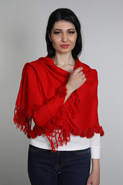 Mystic Kırmızı Renk Pamuklu Ipek Şal