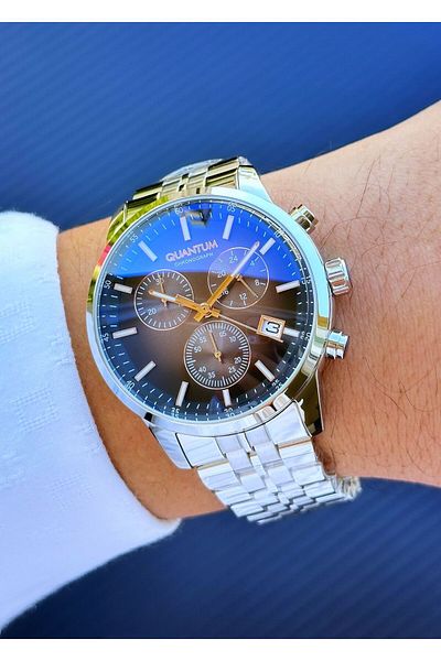 Quantum Steel Case Steel Cord Men's Wristwatch