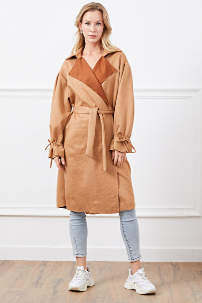 DPARİS Kuşak Detaylı Süet Trençkot