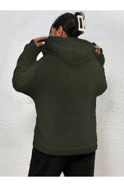 Actiwear Γυναικείο βελούδινο φούτερ καγκουρό - Τσέπη, κουκούλα με κορδόνια
