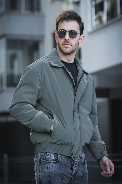 Oksit Καλιφόρνια Jacket Collar Αδιάβροχο γυαλιστερό κοντό ανδρικό παλτό πιλότου
