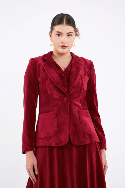 Volanlı Velvet Jacket