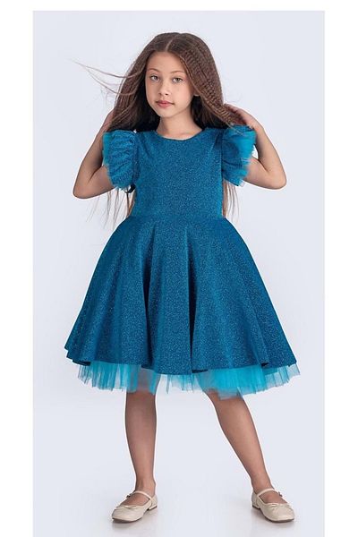 Mnk Baby&Kids Girl's Chanzelize Evening Dress - Glitter, M00669 Turquoise
