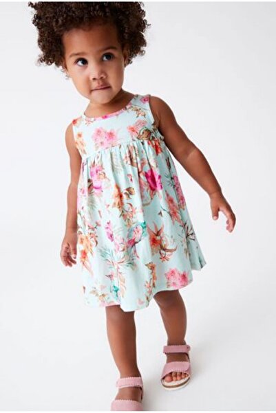 Next Baby Turkuaz Çiçek Desenli Elbise