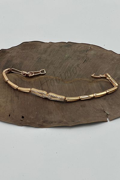 Hobimos Xuping Zircon Stone Interlocking Gold Color Steel Bracelet