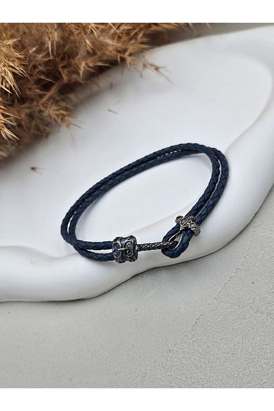 AURA Genuine Leather Men's Bracelet with Steel Apparatus