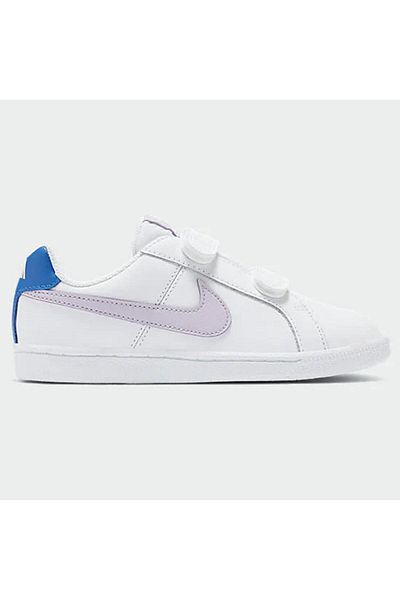 Nike Court Royale White Unisex Kids Sneakers - Genuine Leather, Strappy and Velcro Sneakers