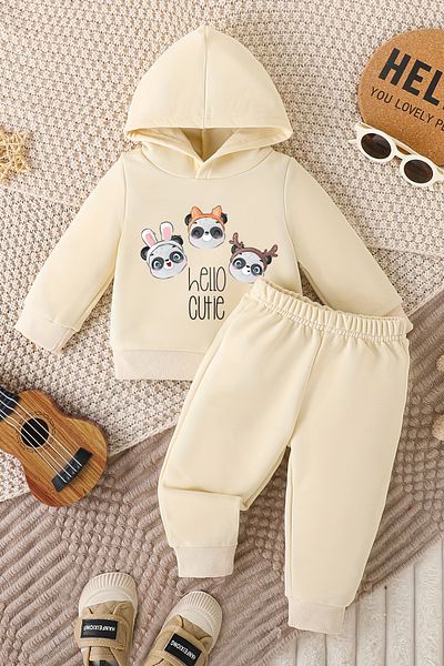 ADABEBEK طقم أطفال بتصميم خاص مطبوع عليه Happy Pandas - 22365