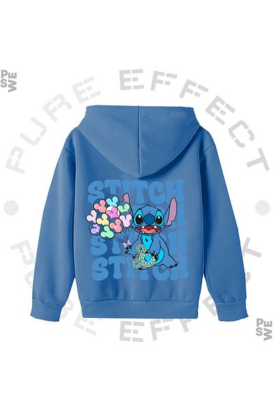 PURE EFFECT Hanorac pentru copii UNISEX LILO AND STITCH din 3 fire - imprimeu cu baloane și hanorac multicolor