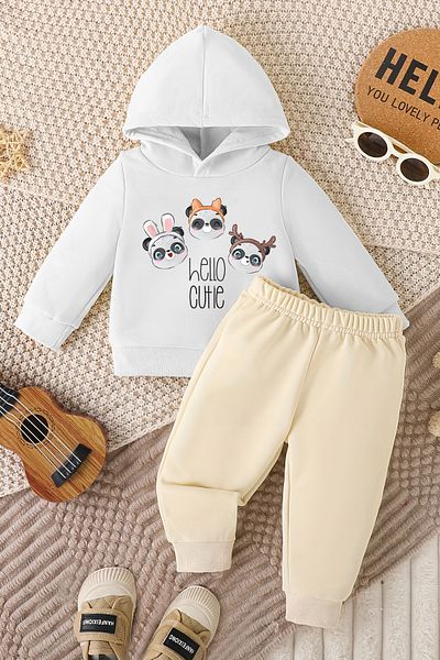 ADABEBEK طقم أطفال بتصميم خاص مطبوع عليه Happy Pandas - 22365