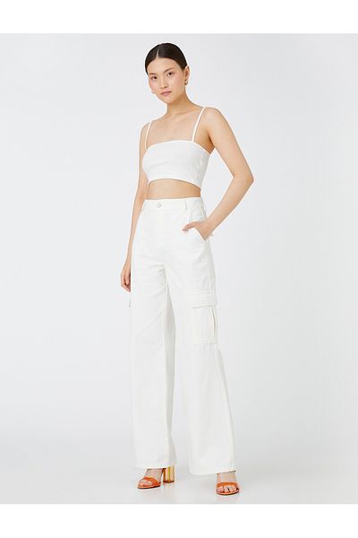 Koton Cargo Pants High Waist Pocket Detailed