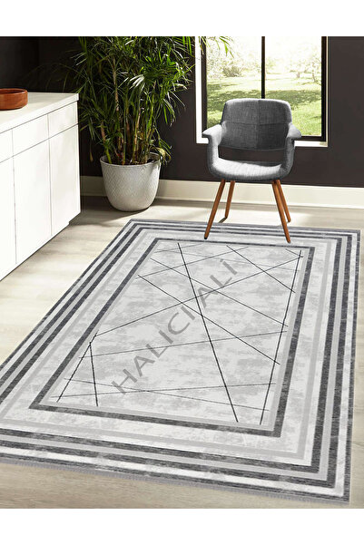 Dinarsu HALICI ALİ ÇERÇEVELİ GEOMETRİK DESEN AKRİLİK  ANTRASİT GRİ KREM SALON...