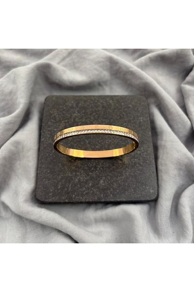 Zeyn Waterway Stone Detailed Brand Model Rose Steel Handcuffs