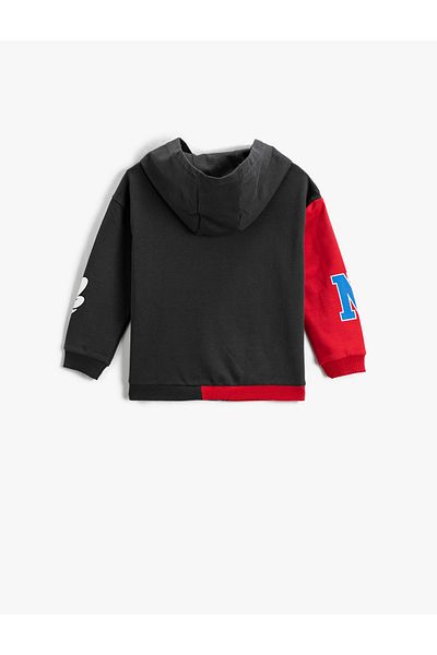 Koton Hooded Sweatshirt Zippered Pocket Color Blocked Cotton