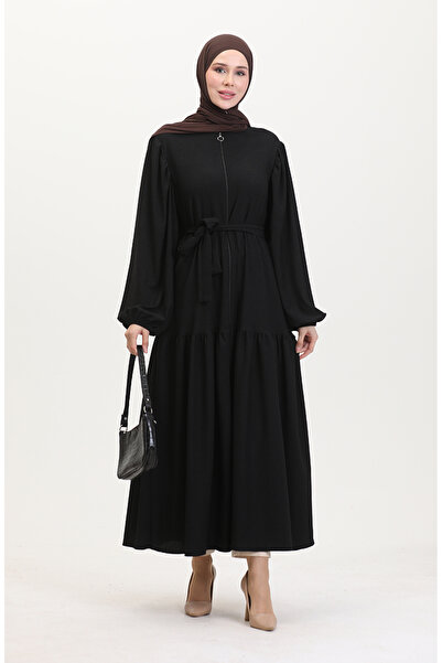 sefamerve Μαύρο μπαλόνι μανίκι Ferace - Μοντέλο 1026-01