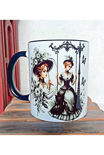 Peaceful solitude vintage print oversized porcelain mug