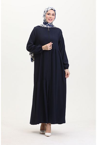 sefamerve Navy Blue Gathered Ferace - 1027-04