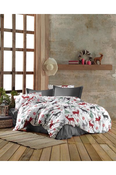 StellaFlavo Double Duvet Cover Set with Elastic Sheets and 4 Pillows