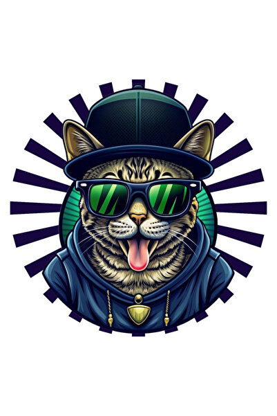 MegaSticker ملصق رائع للقطط مع نظارات للسيارة والدراجة النارية والخوذة والكمب...