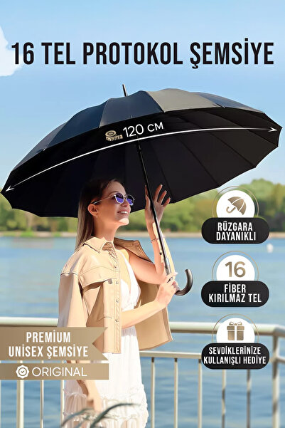 FİTHOME 16 TEL FİBER RÜZGARA KARŞI DAYANIKLI PROTOKOL BASTON ŞEMSİYE