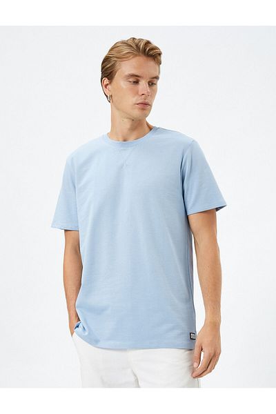 Koton Tricou de bază Decolteu Crew mânecă scurtă Cusut Detaliat Bumbac