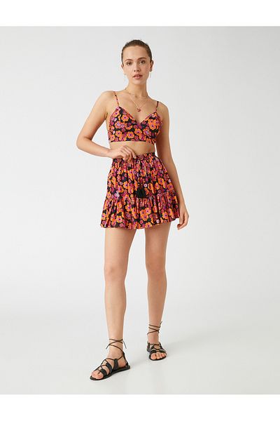 Koton Tiered Mini Skirt Floral Patterned